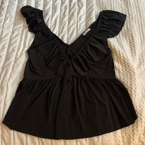 black zara v neck blouse